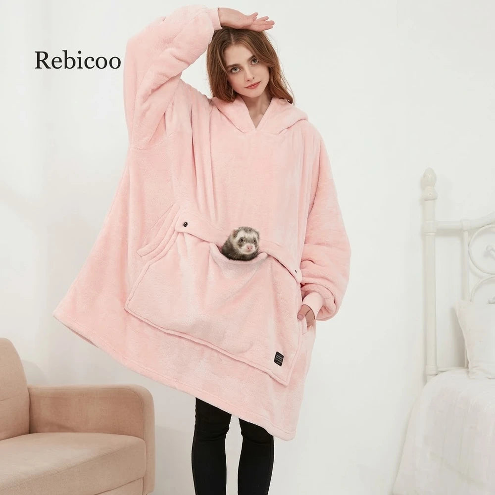 Hooded Fleece Pajamas Thickened Pullover Sleepwear